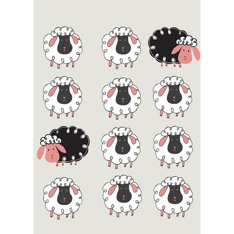 Black Sheep White Modern Wood Framed Art Print by HUE and MI and Sangita