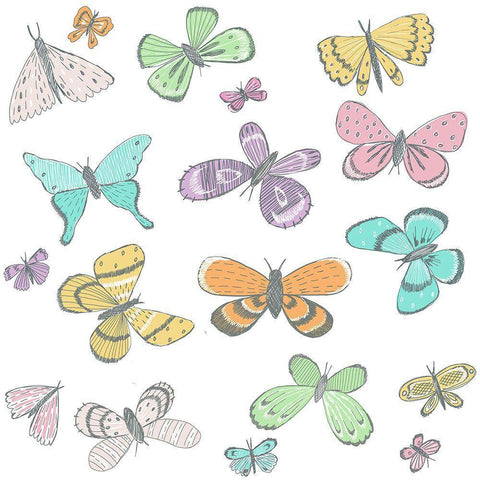 Sketch Book Butterfly White Modern Wood Framed Art Print by HUE and MI and Sangita