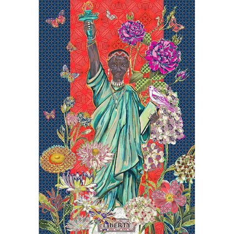 Liberty Gold Ornate Wood Framed Art Print with Double Matting by HUE and MI and Sangita