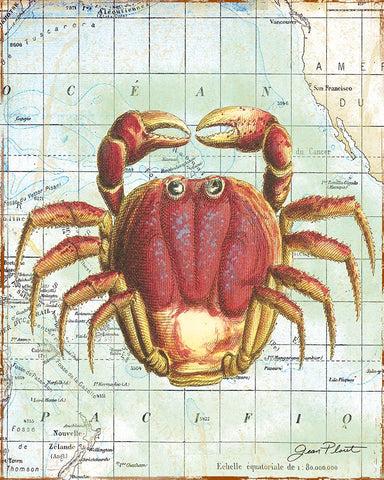 Nautical Journey-D-Crab Black Ornate Wood Framed Art Print with Double Matting by Plout, Jean