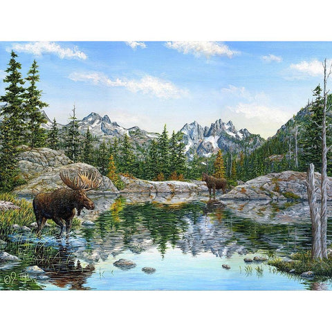 Moose Painting 2 Black Modern Wood Framed Art Print by Tift, Jeff