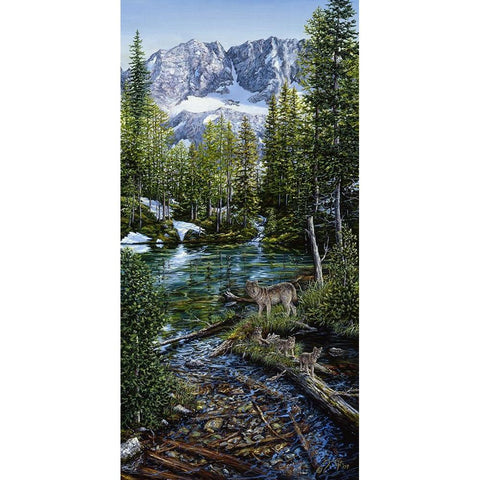 Wilderness Family Black Modern Wood Framed Art Print by Tift, Jeff