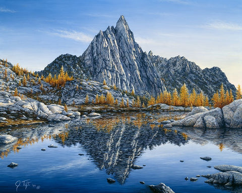 Prusik Peak White Modern Wood Framed Art Print with Double Matting by Tift, Jeff