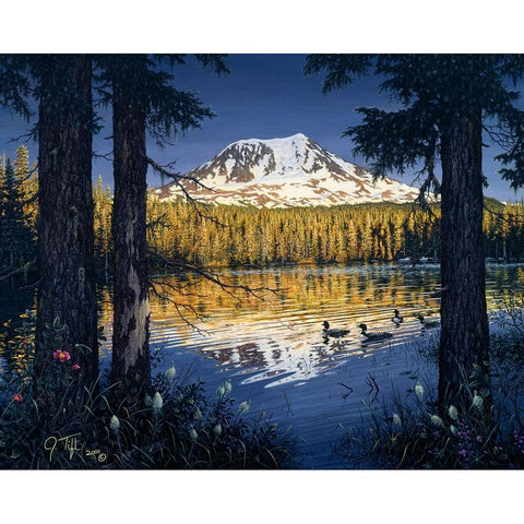 Mt Adams Gold Ornate Wood Framed Art Print with Double Matting by Tift, Jeff