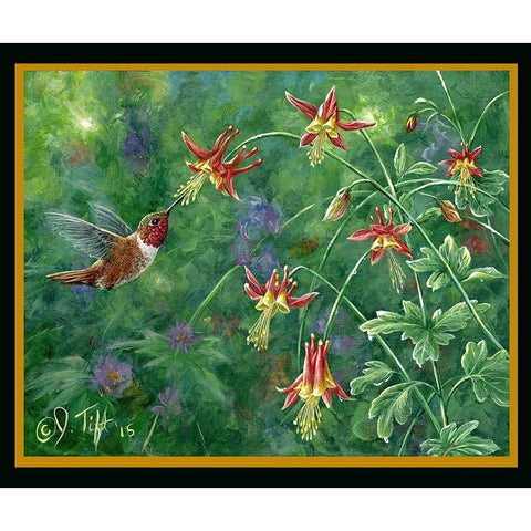 Rufous Hummingbird Gold Ornate Wood Framed Art Print with Double Matting by Tift, Jeff