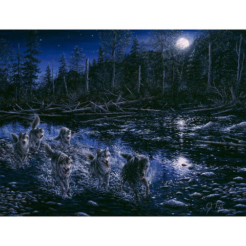 Midnight Pursuit Gold Ornate Wood Framed Art Print with Double Matting by Tift, Jeff