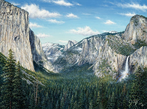 Yosemite Valley White Modern Wood Framed Art Print with Double Matting by Tift, Jeff