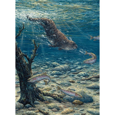 Underwater Pursuit Black Modern Wood Framed Art Print with Double Matting by Tift, Jeff