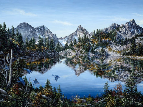 Gem Lake White Modern Wood Framed Art Print with Double Matting by Tift, Jeff