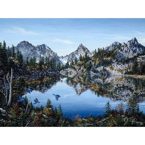 Gem Lake Black Modern Wood Framed Art Print with Double Matting by Tift, Jeff