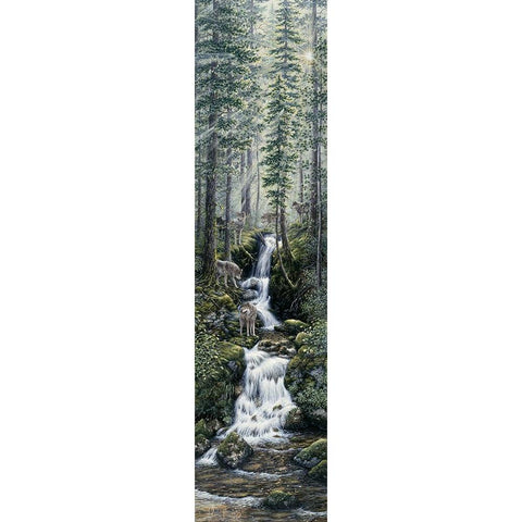 Cascade Wolves Gold Ornate Wood Framed Art Print with Double Matting by Tift, Jeff