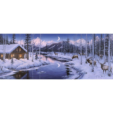 Winter Silence Black Modern Wood Framed Art Print with Double Matting by Tift, Jeff