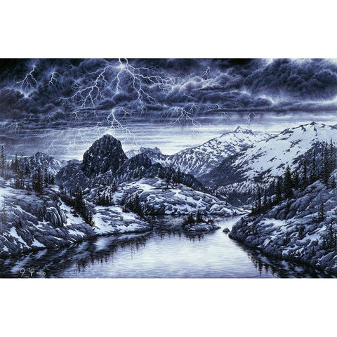 Stormwatch Black Modern Wood Framed Art Print with Double Matting by Tift, Jeff