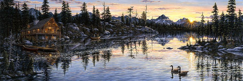 Evening Sunset Black Ornate Wood Framed Art Print with Double Matting by Tift, Jeff