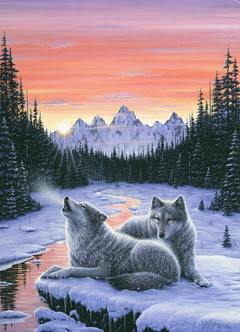 Winters Dawn White Modern Wood Framed Art Print with Double Matting by Tift, Jeff