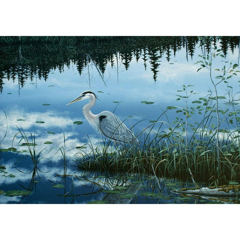 Blue Reflections Gold Ornate Wood Framed Art Print with Double Matting by Tift, Jeff