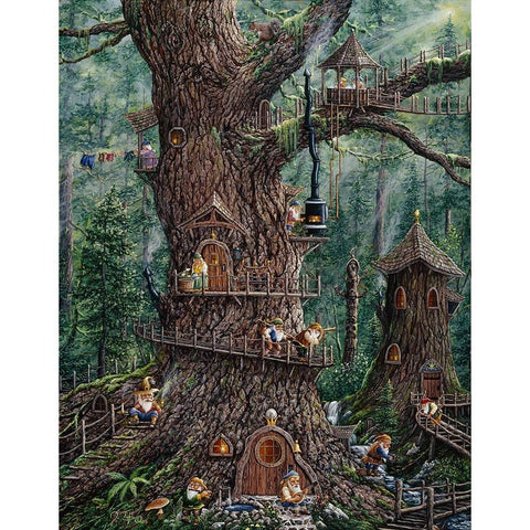 Gnomes Sweet Home Black Modern Wood Framed Art Print with Double Matting by Tift, Jeff