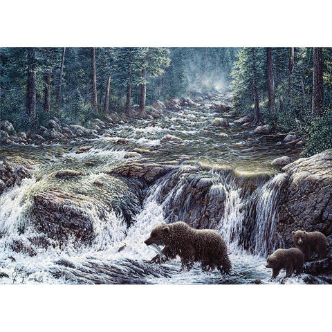 Bear Crossing Gold Ornate Wood Framed Art Print with Double Matting by Tift, Jeff