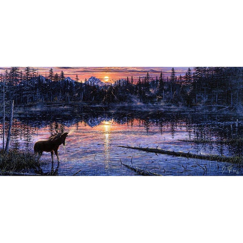 Moose Lake Gold Ornate Wood Framed Art Print with Double Matting by Tift, Jeff