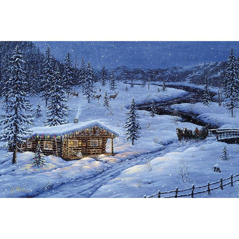 Winter Cabin Black Modern Wood Framed Art Print by Tift, Jeff