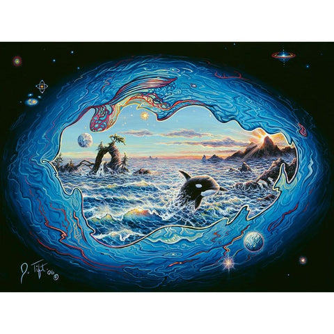 Whales Gold Ornate Wood Framed Art Print with Double Matting by Tift, Jeff