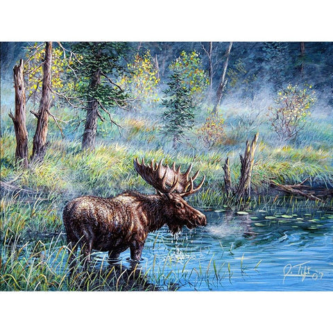Moose Painting 1 Black Modern Wood Framed Art Print by Tift, Jeff
