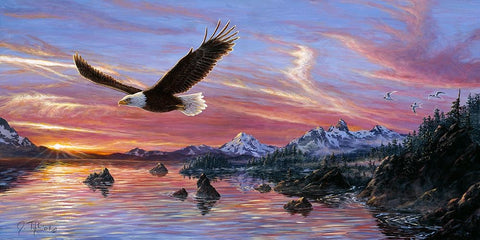 Silent Wings Of Freedom Black Ornate Wood Framed Art Print with Double Matting by Tift, Jeff