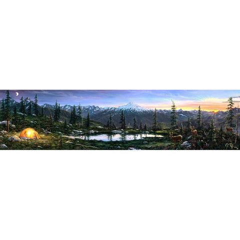 Camping Out Black Modern Wood Framed Art Print with Double Matting by Tift, Jeff