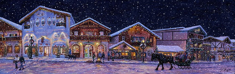 Hometown Holiday 2 White Modern Wood Framed Art Print with Double Matting by Tift, Jeff