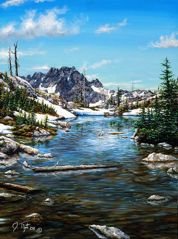 Esc. Tarn Painting White Modern Wood Framed Art Print with Double Matting by Tift, Jeff