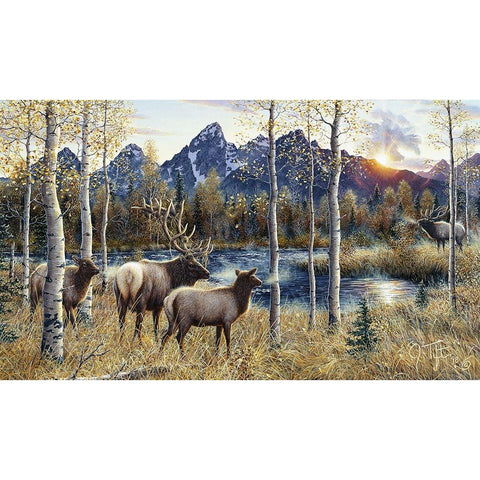 Autumn Rival Gold Ornate Wood Framed Art Print with Double Matting by Tift, Jeff