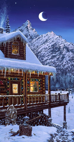 Mountain Home Christmas Black Ornate Wood Framed Art Print with Double Matting by Tift, Jeff