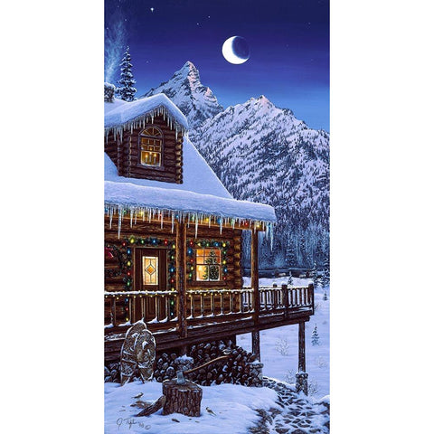 Mountain Home Christmas Black Modern Wood Framed Art Print by Tift, Jeff