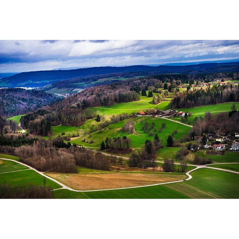Aerial View of the Hills Near Zurich Black Modern Wood Framed Art Print with Double Matting by Jenny Rainbow Fine Art