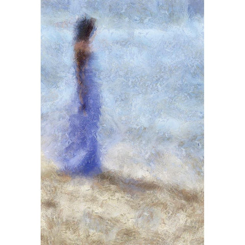 Blue Dream Impressionism Black Modern Wood Framed Art Print by Jenny Rainbow Fine Art