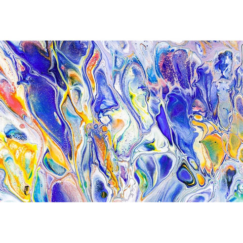 Fluid Acrylic Colorful Night Dreams 4 White Modern Wood Framed Art Print by Jenny Rainbow Fine Art