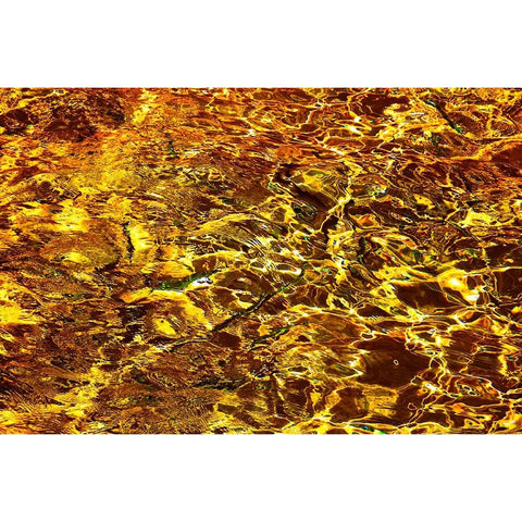 Golden Water Abstract Black Modern Wood Framed Art Print by Jenny Rainbow Fine Art