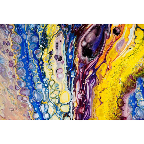 Fluid Acrylic Iridescent Reality White Modern Wood Framed Art Print by Jenny Rainbow Fine Art