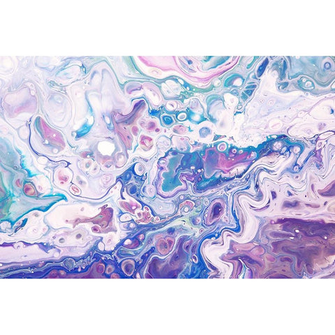 Fluid Acrylic Underwater Worlds 1 White Modern Wood Framed Art Print by Jenny Rainbow Fine Art