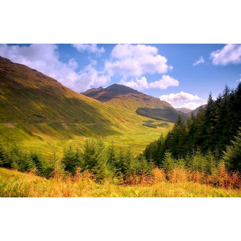 Peaceful Sunny Day in Scotland Mountains White Modern Wood Framed Art Print by Jenny Rainbow Fine Art