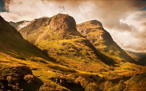 Three Sisters of Glencoe White Modern Wood Framed Art Print with Double Matting by Jenny Rainbow Fine Art