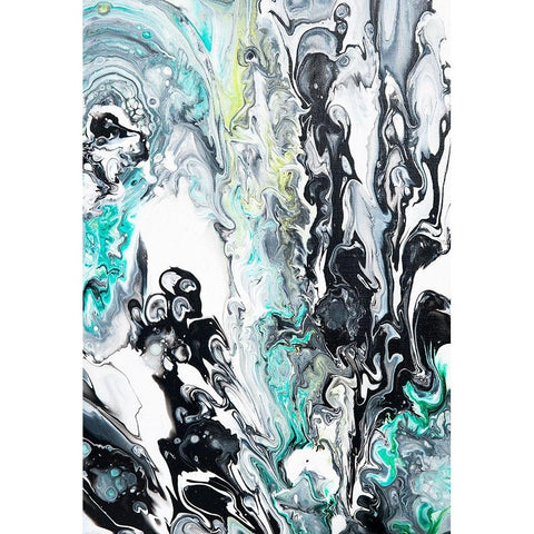 Fluid Acrylic  In Tropical Jungles White Modern Wood Framed Art Print by Jenny Rainbow Fine Art