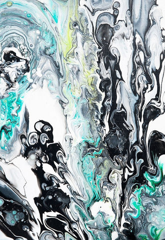 Fluid Acrylic  In Tropical Jungles White Modern Wood Framed Art Print with Double Matting by Jenny Rainbow Fine Art