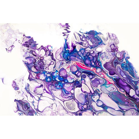 Fluid Acrylic Purple Fantasy White Modern Wood Framed Art Print by Jenny Rainbow Fine Art