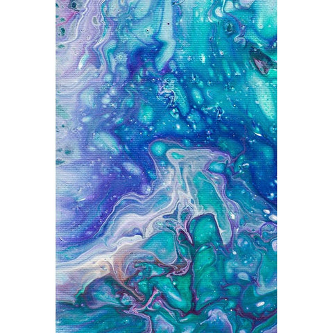 Fluid Acrylic Emerald and Amethyst Gold Ornate Wood Framed Art Print with Double Matting by Jenny Rainbow Fine Art