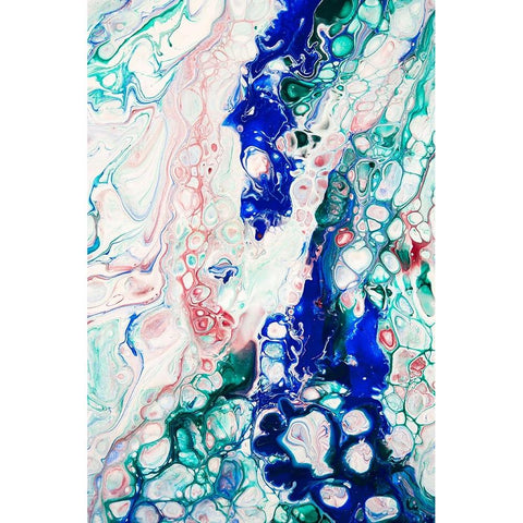 Fluid Acrylic Emerald-Sapphire And Ruby 1 Black Modern Wood Framed Art Print with Double Matting by Jenny Rainbow Fine Art