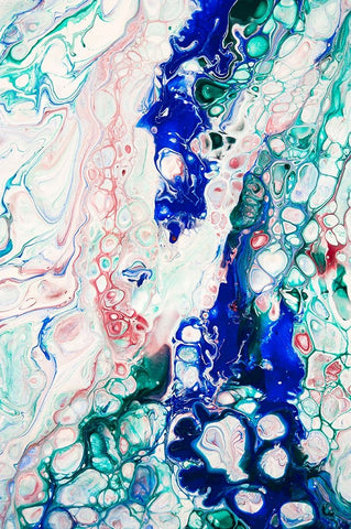 Fluid Acrylic Emerald-Sapphire And Ruby 1 Black Ornate Wood Framed Art Print with Double Matting by Jenny Rainbow Fine Art