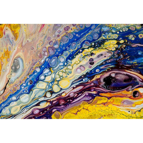 Fluid Acrylic Iridescent Reality 2 White Modern Wood Framed Art Print by Jenny Rainbow Fine Art