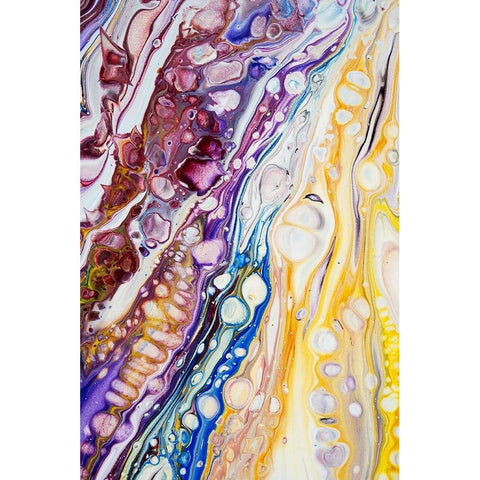 Fluid Acrylic Iridescent Reality 3 White Modern Wood Framed Art Print by Jenny Rainbow Fine Art