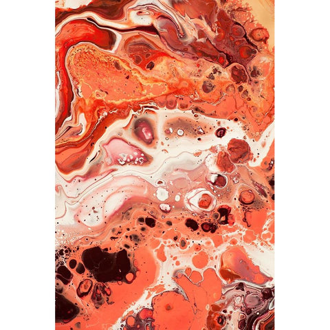 Fluid Acrylic Living Coral Cream and Chocolate 1 Gold Ornate Wood Framed Art Print with Double Matting by Jenny Rainbow Fine Art